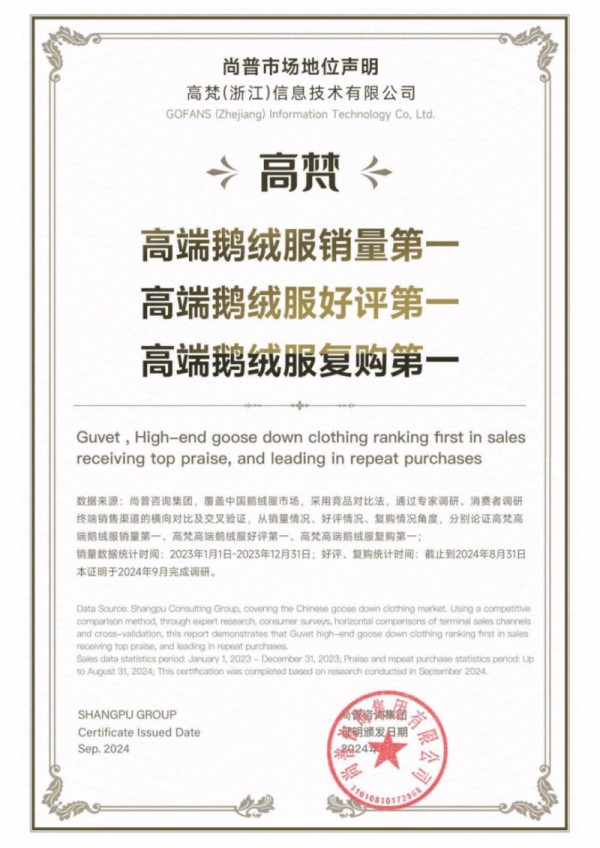 高梵新品小金条重磅上新！高梵质量成奢品标准重构高端鹅绒服体验